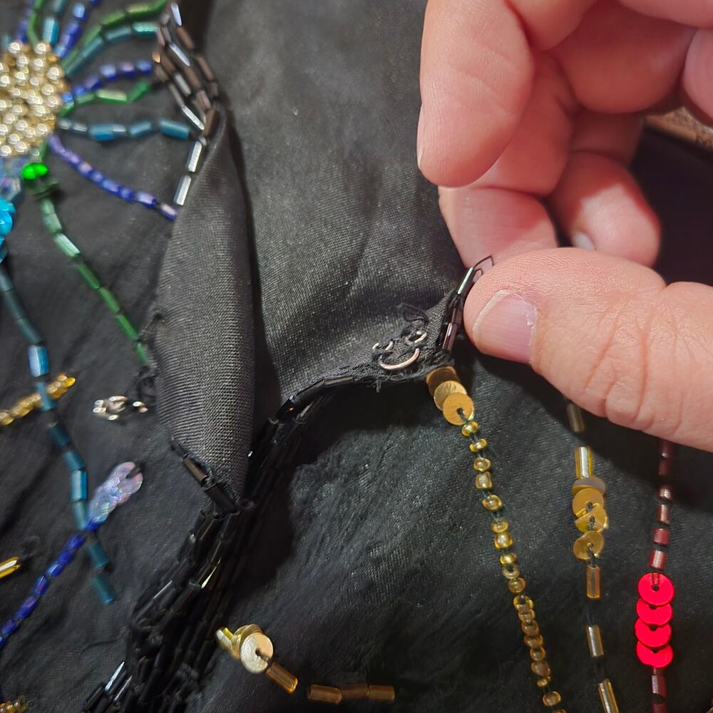 Laurence Kazar Vintage Black Silk Beaded Sequin Fireworks Evening Jacket - Picture 6 of 14